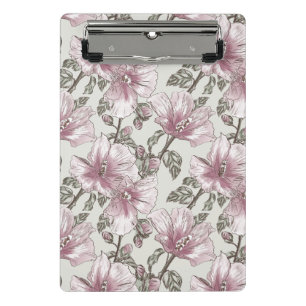 Muted Pink Hibiscus Flowers Pattern Mini Clipboard