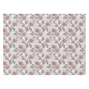 Muted Pink Hibiscus Flowers Pattern Tablecloth