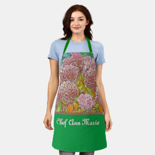 MUTED PINK HYDRANGEAS/PERSONALIZE WITH NAME APRON