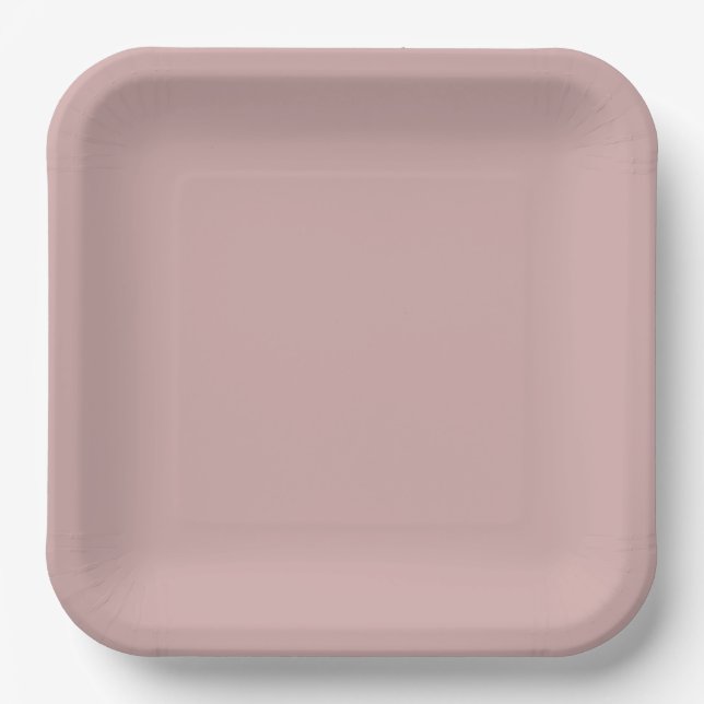 muted pink solid  paper plate (Front)