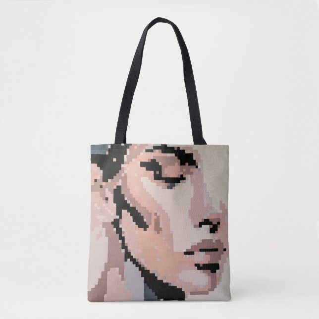 Muted Pixel Woman with Empowering Quote Tote Bag (Front)