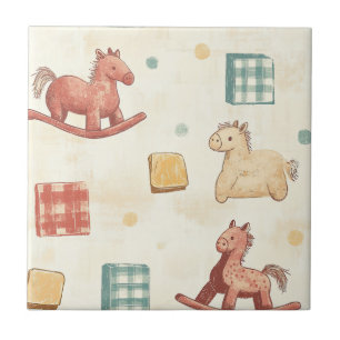 Muted Plaid Rocking Horse Cottage Pattern Tile