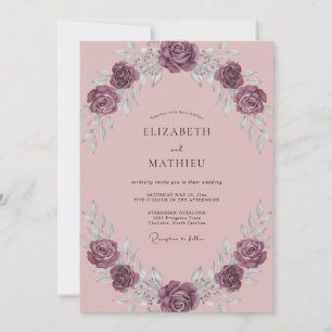 Muted Plum Blossom Wedding Invitation