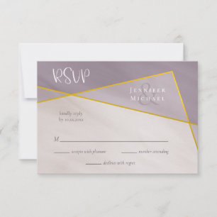 muted plum gold frame wedding rsvp card