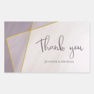 muted plum modern gold frame wedding rectangular sticker