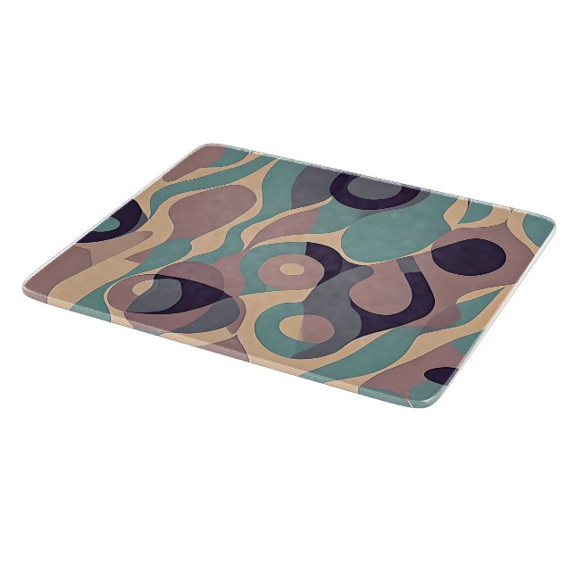 Muted purple and blue abstract waves  cutting board (Corner)