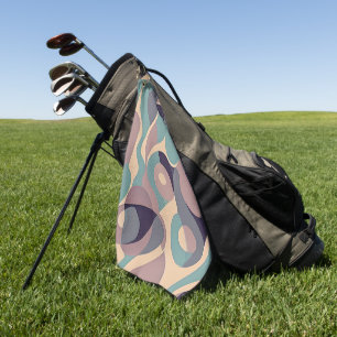 Muted purple and blue abstract waves golf towel