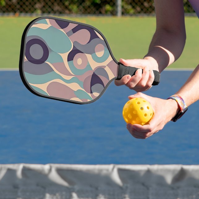 Muted purple and blue abstract waves  pickleball paddle (Insitu)