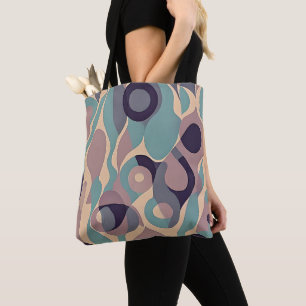 Muted purple and blue abstract waves tote bag