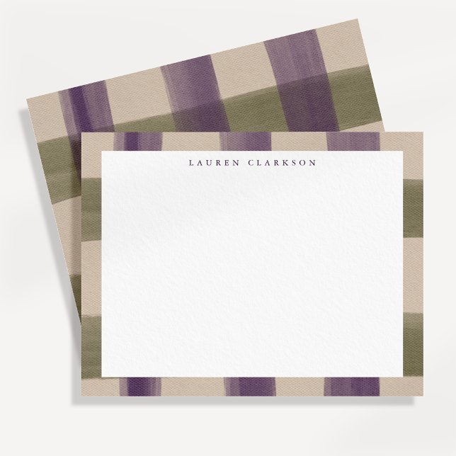 Muted Purple and Sage Autumn Plaid Note Card (Creator Uploaded)