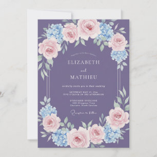Muted Purple Hydrangea Eucalyptus Wedding Invitation