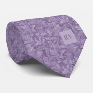 Muted Purple Lavender Damask Flourish Tie