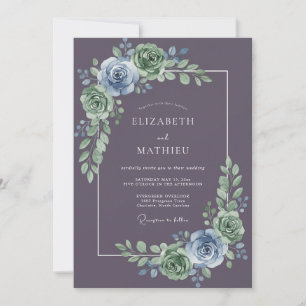 Muted Purple Moody Botanical Wedding Invitation
