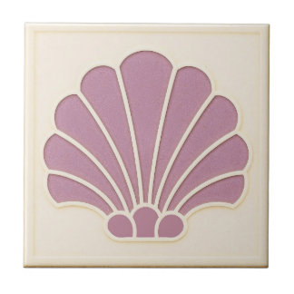 Muted purple/Off white Deco Clam Shell Ceramic  Tile