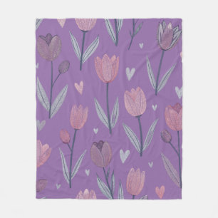 Muted Purple Tulip Fleece Blanket