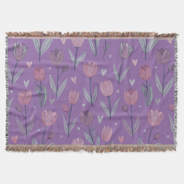 Muted Purple Tulip Throw Blanket (Front)