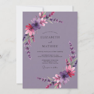 Muted Purple Wildflower Wedding Invitation