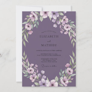 Muted Purple Wreath Wedding Invitation