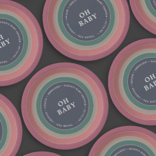 Muted Rainbow Baby Shower Girl  Paper Plate