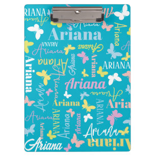Muted rainbow butterfly custom name Ariana aqua Clipboard