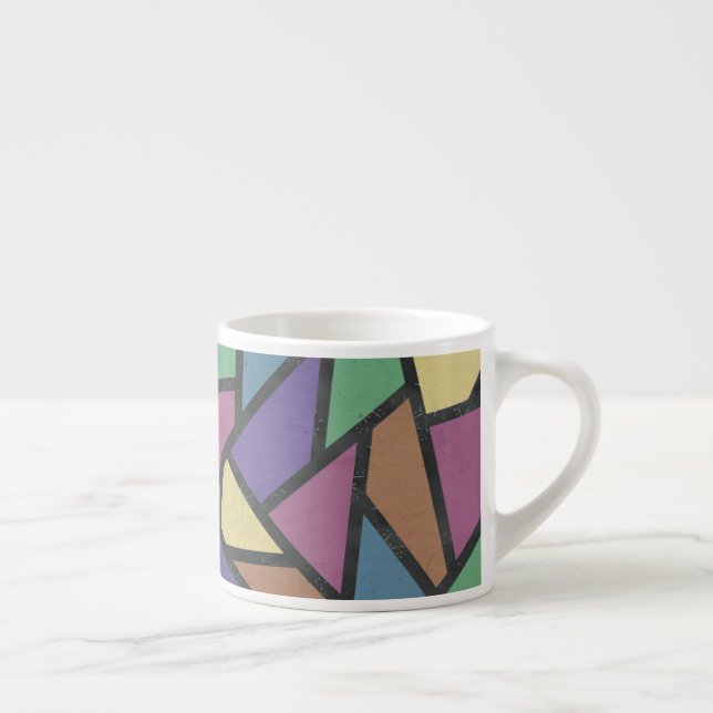 Muted rainbow colors mosaic pattern espresso cup (Right)