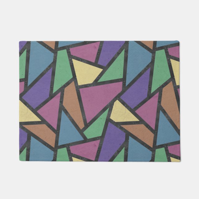 Muted rainbow colours mosaic pattern doormat (Front)
