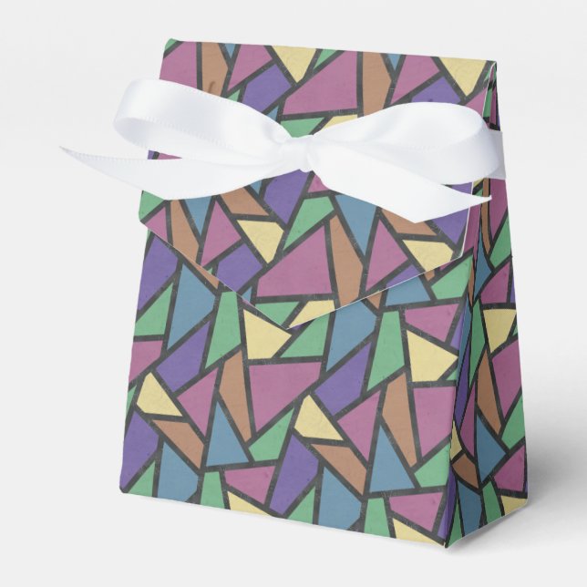 Muted rainbow colours mosaic pattern favour box (Front Side)