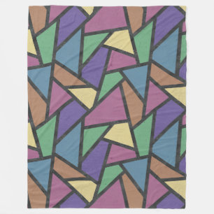 Muted rainbow colours mosaic pattern fleece blanket