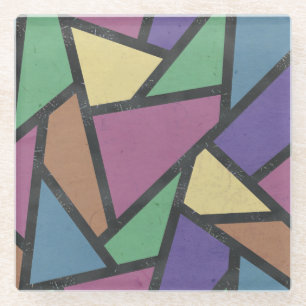 Muted rainbow colours mosaic pattern glass coaster