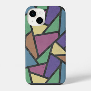 Muted rainbow colours mosaic pattern iPhone 14 case