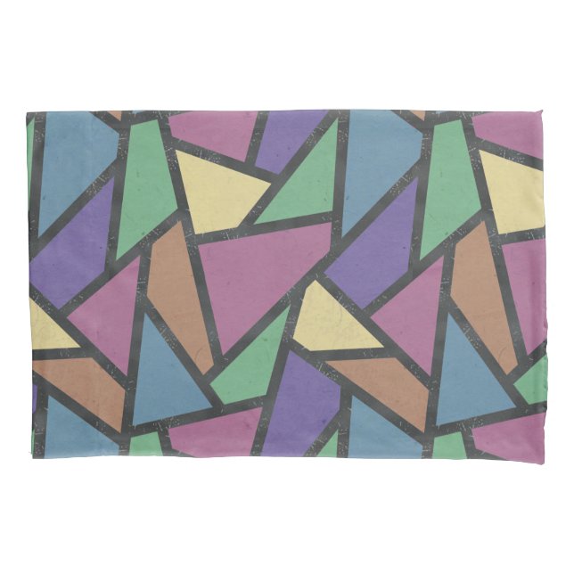 Muted rainbow colours mosaic pattern pillowcase (Front)