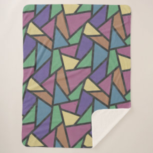 Muted rainbow colours mosaic pattern sherpa blanket