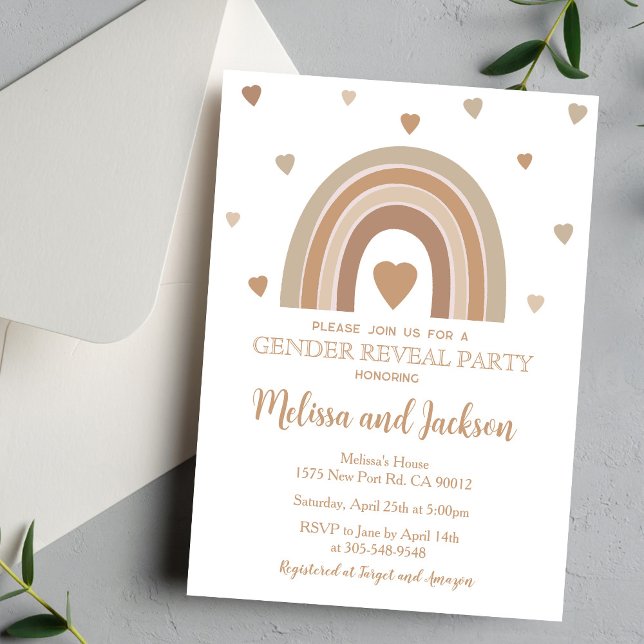 Muted Rainbow Gender Reveal Invitation (Creator Uploaded)
