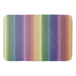 Muted rainbow stripes bath mat