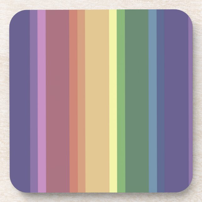 Muted rainbow stripes coaster (Front)