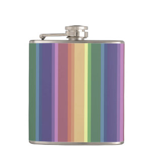 Muted rainbow stripes hip flask