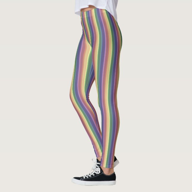 Muted rainbow stripes leggings (Left)