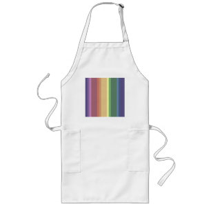 Muted rainbow stripes long apron