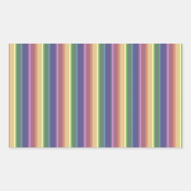 Muted rainbow stripes rectangular sticker (Front)