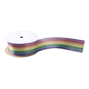 Muted rainbow stripes satin ribbon
