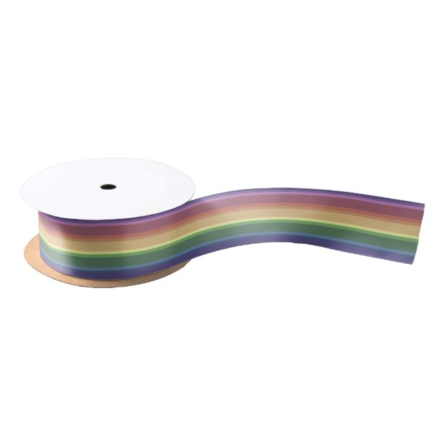 Muted rainbow stripes satin ribbon (Spool)