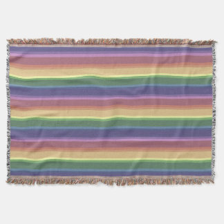 Muted rainbow stripes throw blanket