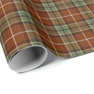 Muted Red and Green Rustic Plaid Pattern Wrapping Paper