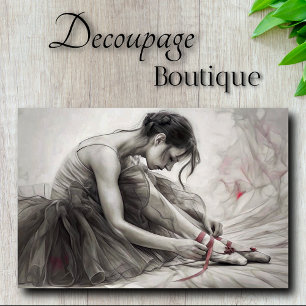 Muted Red Ballerina Sketch Decoupage Tissue Paper