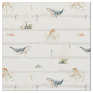 Muted Reef Escape - Underwater sea ocean Animal wh Fabric