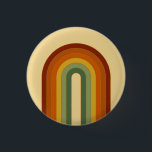 Muted Retro Groovy Layered Rainbow  3 Cm Round Badge<br><div class="desc">Retro rainbow design. Rainbow layers in muted colours,  orange,  red and green. Groovy retro rainbow gifts,  home decor.</div>