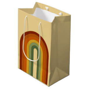 Muted Retro Groovy Layered Rainbow Aesthetic Medium Gift Bag