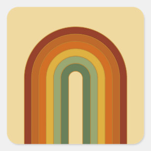 Muted Retro Groovy Layered Rainbow  Square Sticker