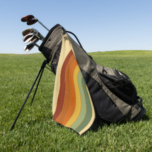 Muted Retro Layered Groovy Rainbow Golf Towel