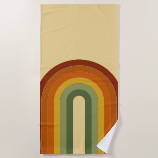 Muted Retro Seventies Rainbow   Beach Towel (Front)